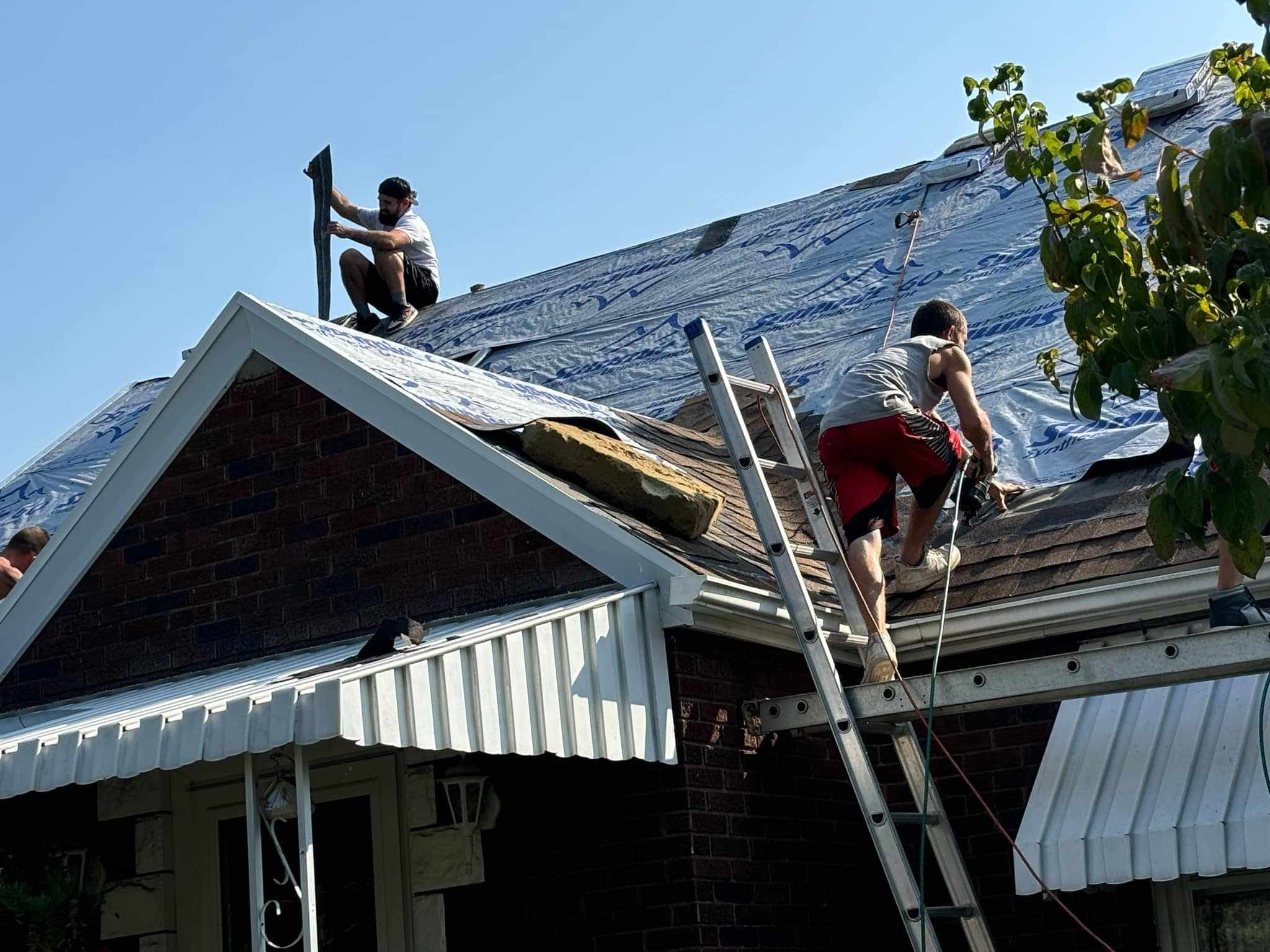 Working on a rooftop